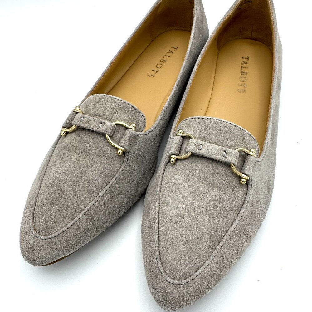 Talbots Grey Pointed Toe Suede Loafers Size 7 M